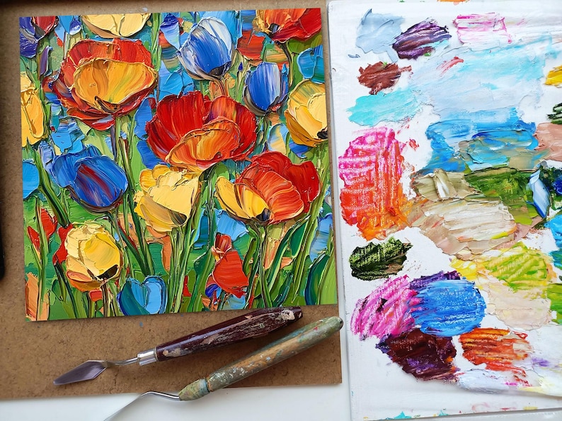 California Poppy Painting Original Art Impasto Oil Painting Flower ...