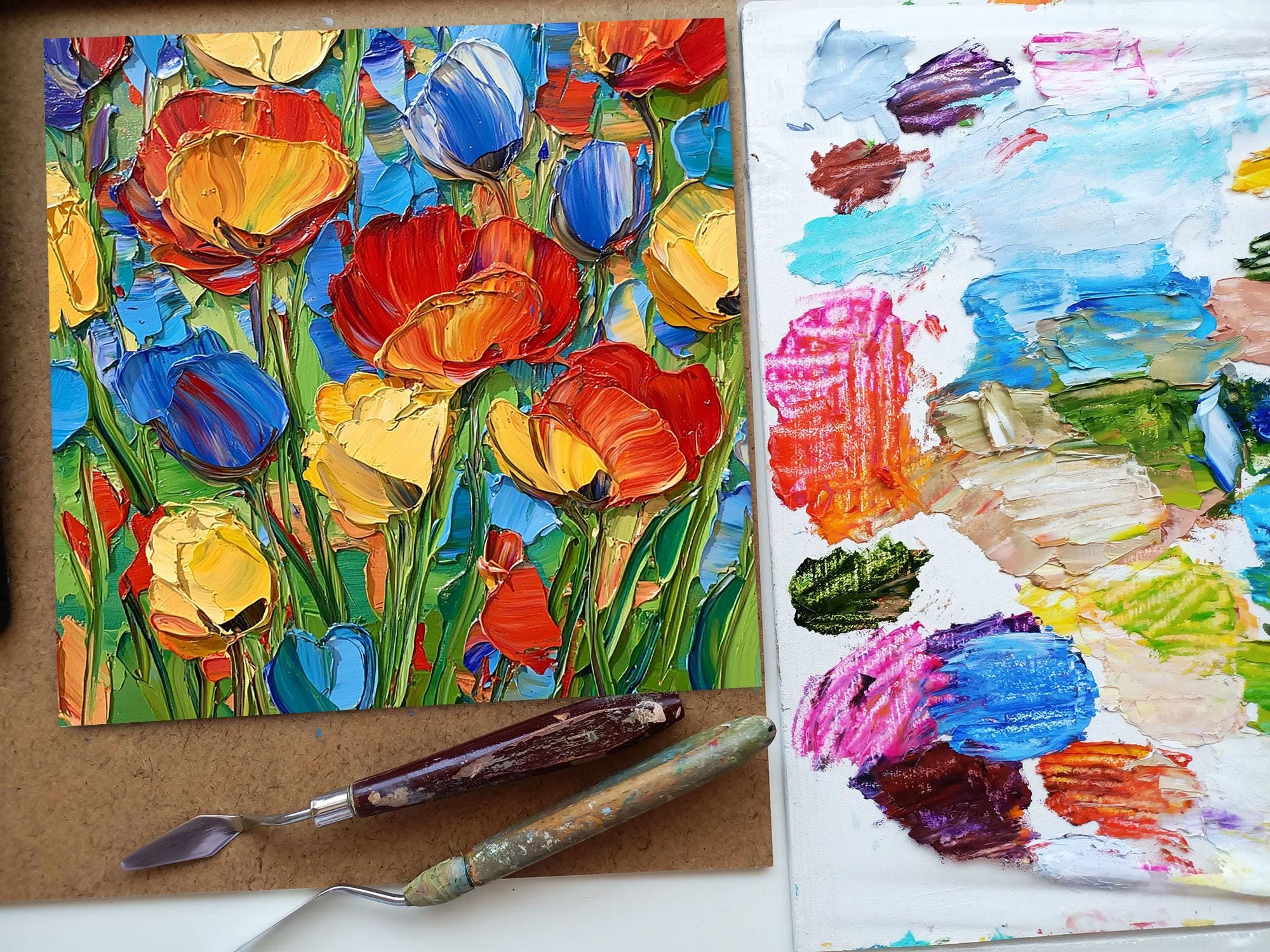 California Poppy Painting Original Art Impasto Oil Painting Flower ...