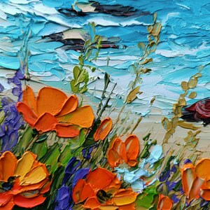 California Poppy Painting Original Art Seascape Oil Painting Impasto ...