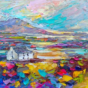 Ireland Painting Irish Original Art Abstract Landscape Impasto Oil Painting Small Whispers of Dingle An Irish Seascape