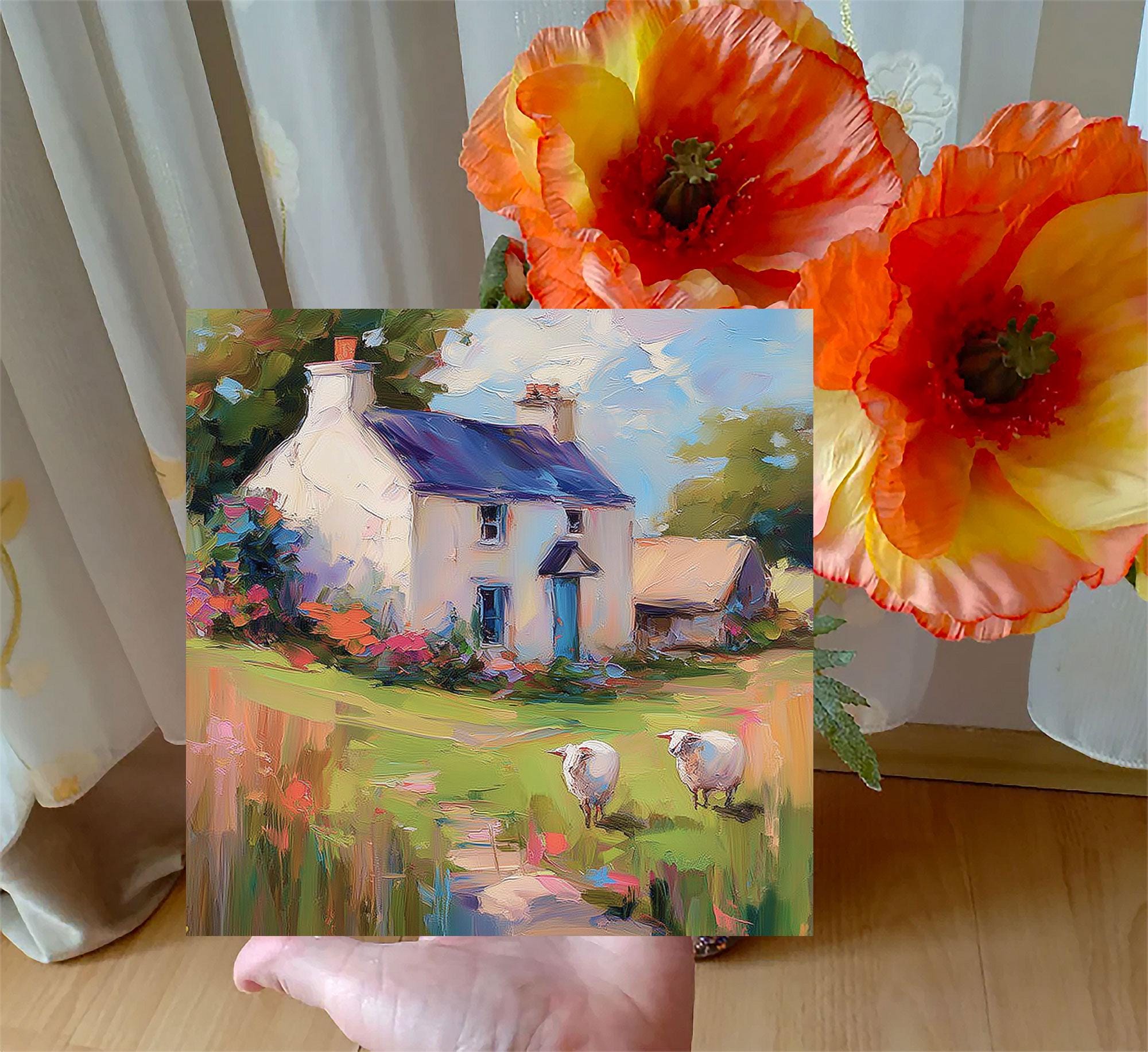 Irish Cottage Painting Original Art Impasto Oil Painting Sheep ...