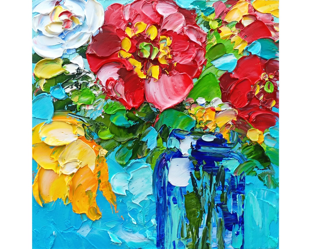 Poppy Painting Original Art Impasto Oil Painting Small Artwork - Etsy
