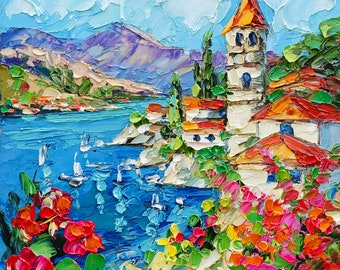 Amalfi Painting Italy Original Art Impasto Oil Artwork Coastal Seascape