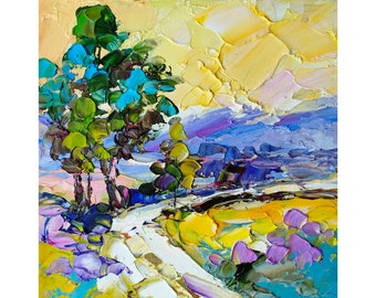 Vermont Painting Birch Tree Original Art National Park Impasto Oil Painting Landscape