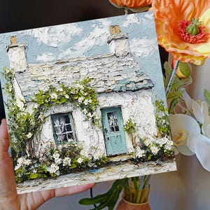 Irish Cottage Painting Original Art Impasto Oil Cottagecore Artwork ...