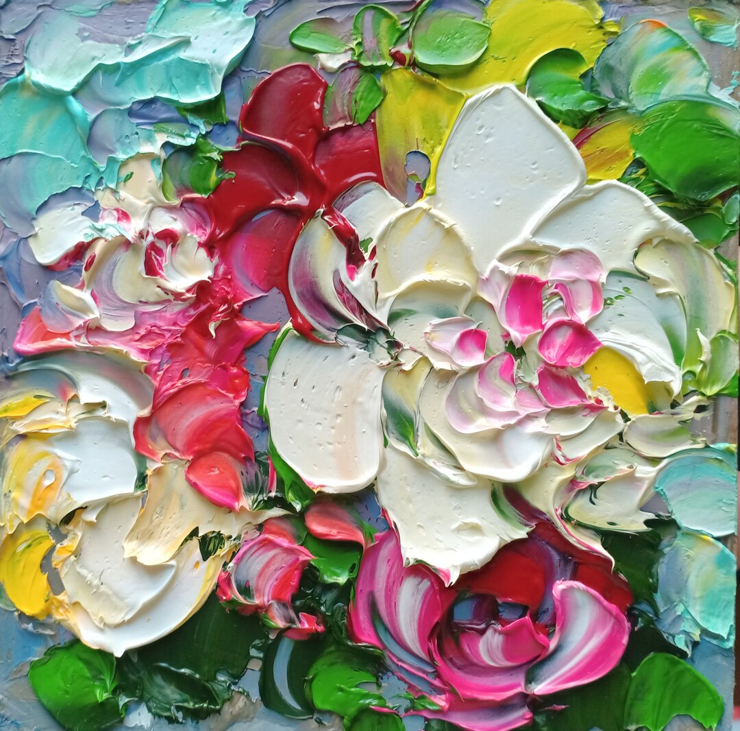 Peony Painting Impasto Original Art Oil Small Floral Artwork - Etsy