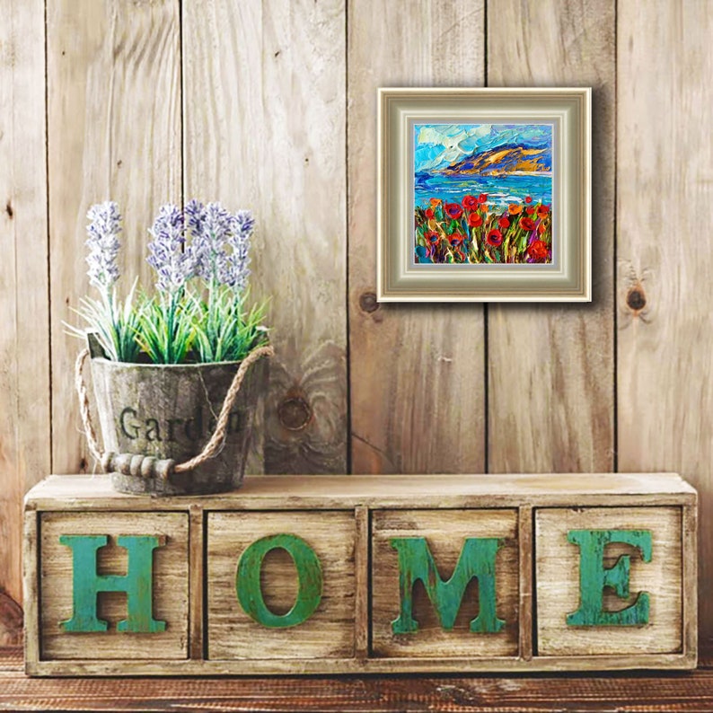 California Painting Poppy Original Art Landscape Oil Painting Impasto Small Artwork imagen 6