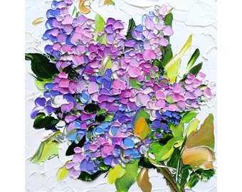Lilac Oil Painting Original Impasto Purple Flowers Spring Floral Wall Art