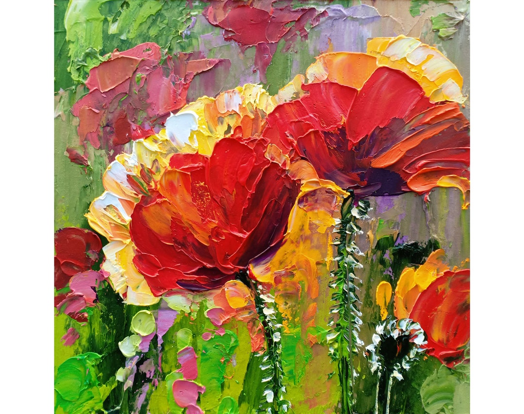 California Poppy Painting Floral Original Art Impasto Oil Painting ...