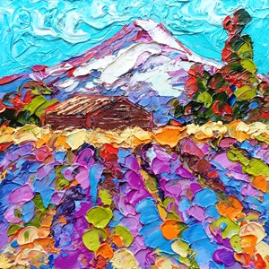 Mount Hood Oil Painting 8x8 Impasto Original Art Portland Landscape Oregon Small Artwork