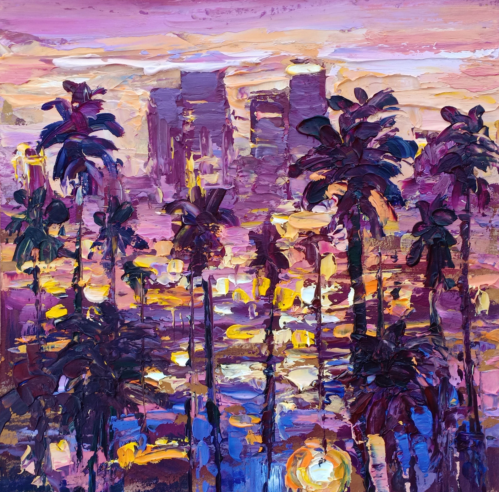 Los Angeles Painting California Original Art Impasto Oil Etsy