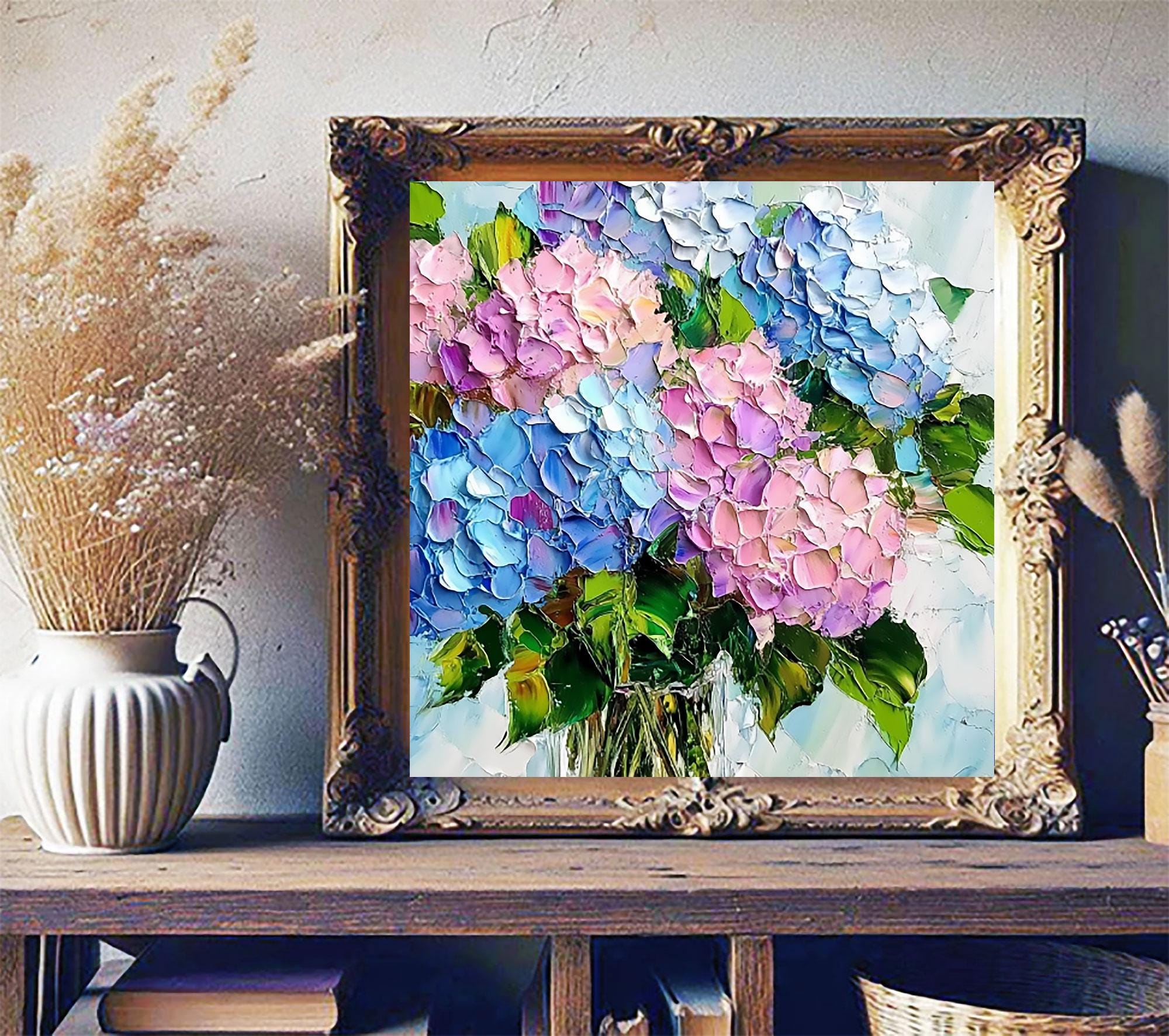 Hydrangea Painting Floral Original Art Impasto Oil Artwork - Etsy