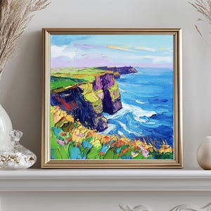 Cliffs of Moher Painting Ireland Original Art Abstract Seascape Impasto ...