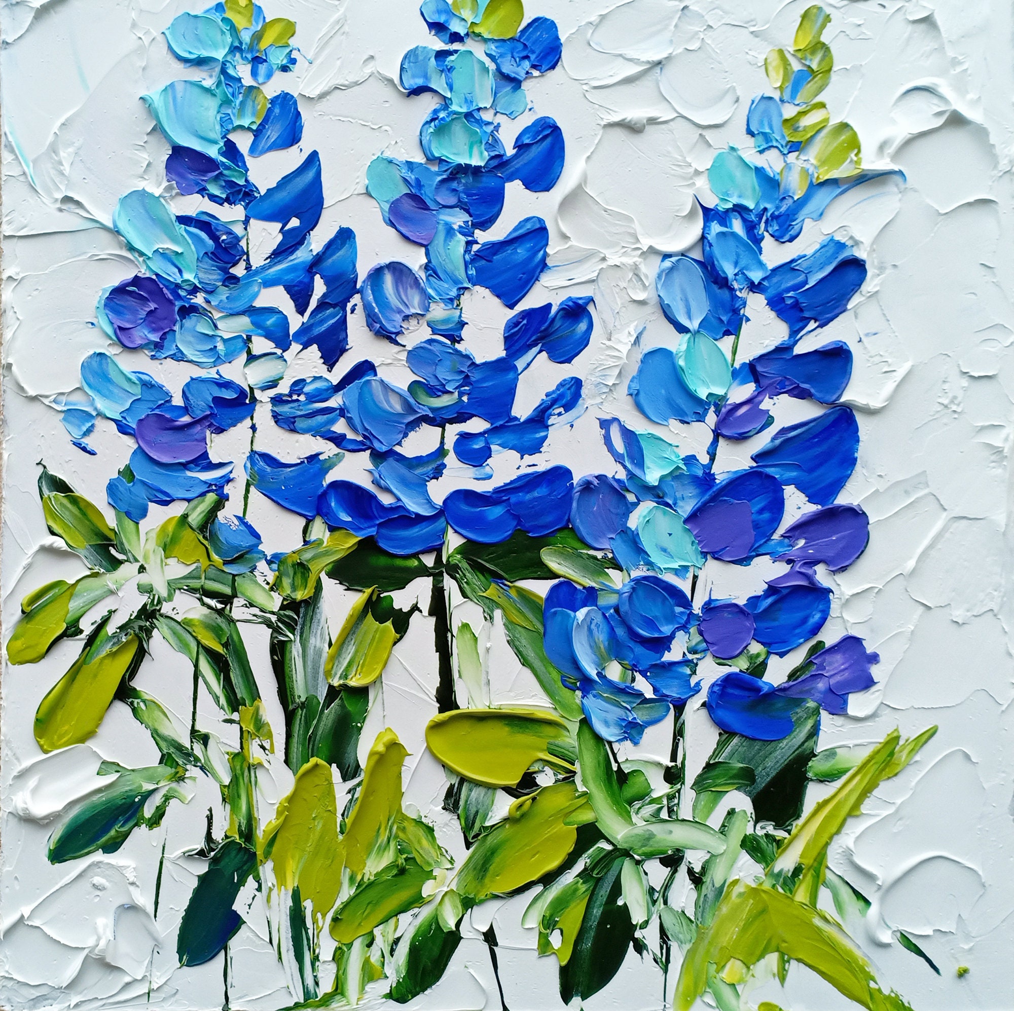 Bluebonnet Painting Texas Original Art Impasto Oil Lone Star