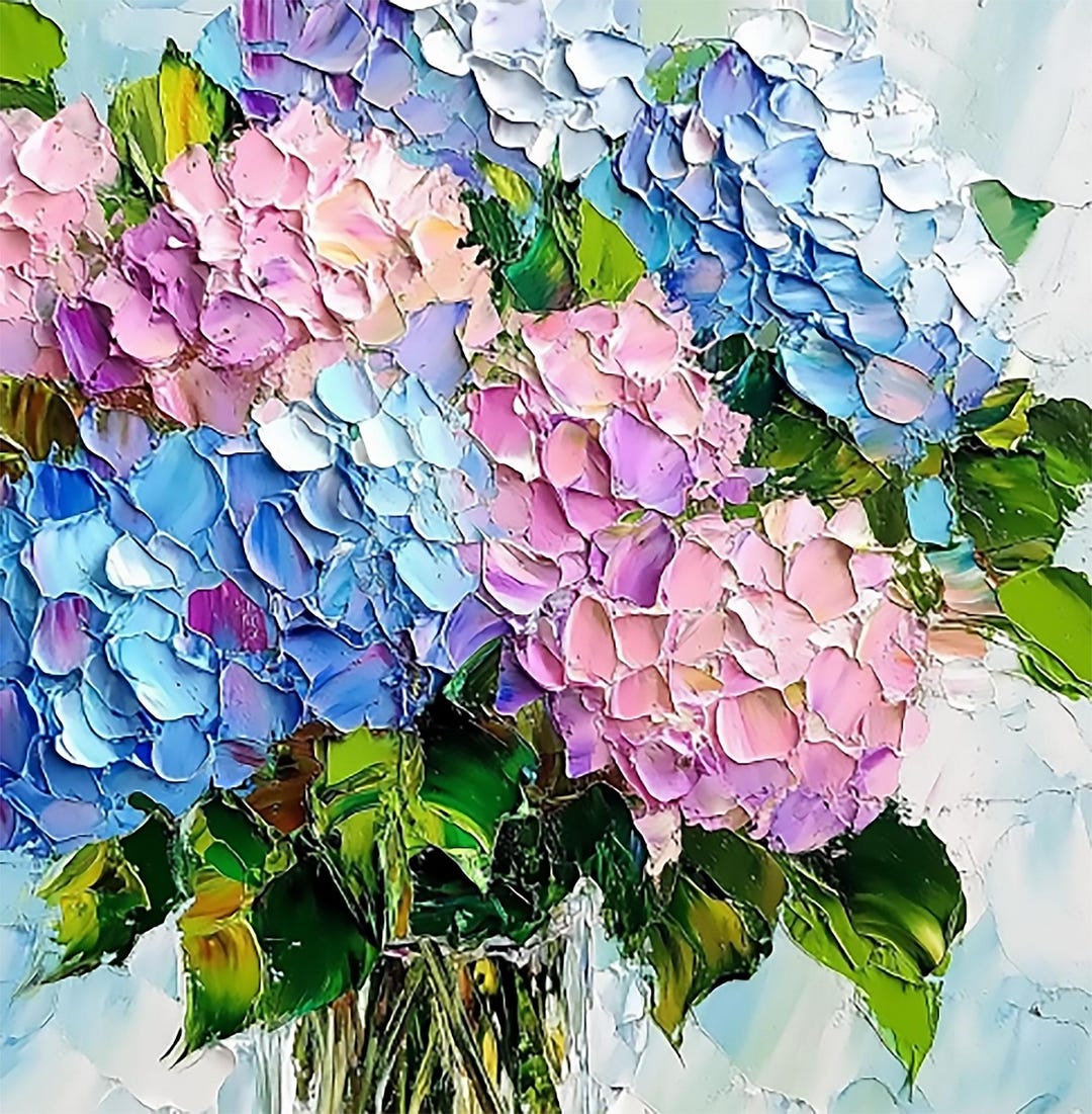 Hydrangea Painting Floral Original Art Impasto Oil Artwork - Etsy