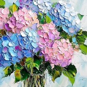 Hydrangea Painting Floral Original Art Impasto Oil Artwork - Etsy