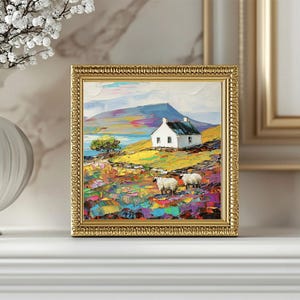Irish Cottage Painting Impasto Original Art Oil Landscape Sheep Artwork ...