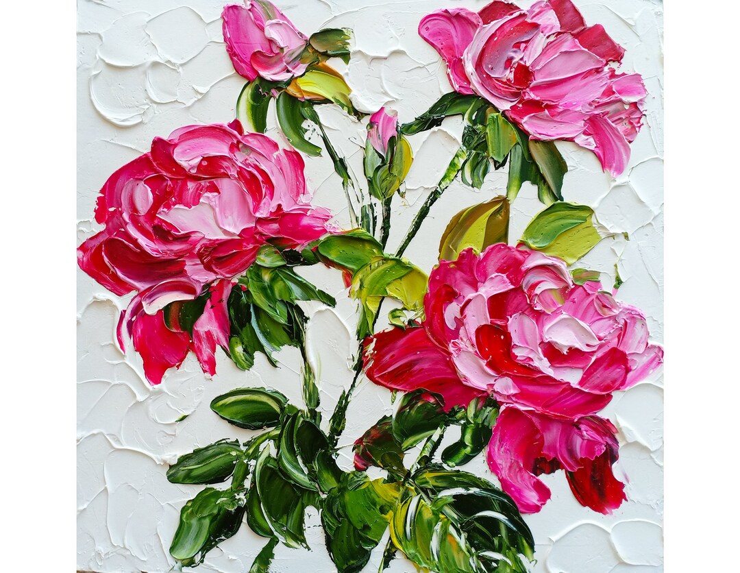 Rose Painting Floral Original Art 6x6 Impasto Oil Painting Flower Small ...