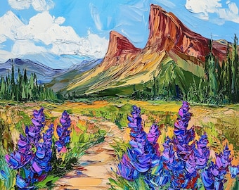 Big Bend Painting Texas Bluebonnet Original Art Impasto Oil Landscape Artwork