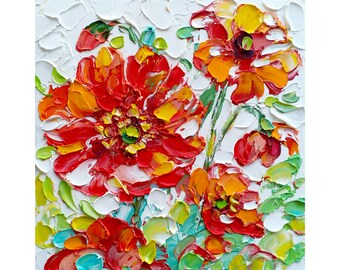 Poppy Painting Floral Original Art Impasto Oil Artwork