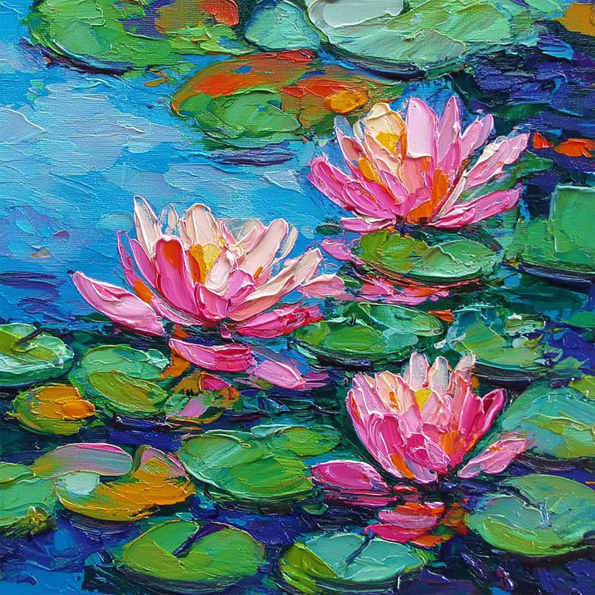 Water Lilies Painting: Original Impasto Oil Small Art - Etsy