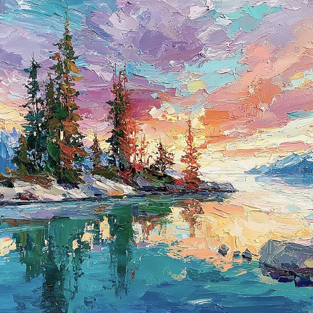 Lake Tahoe Painting California Original Art Impasto Oil Sequoia ...
