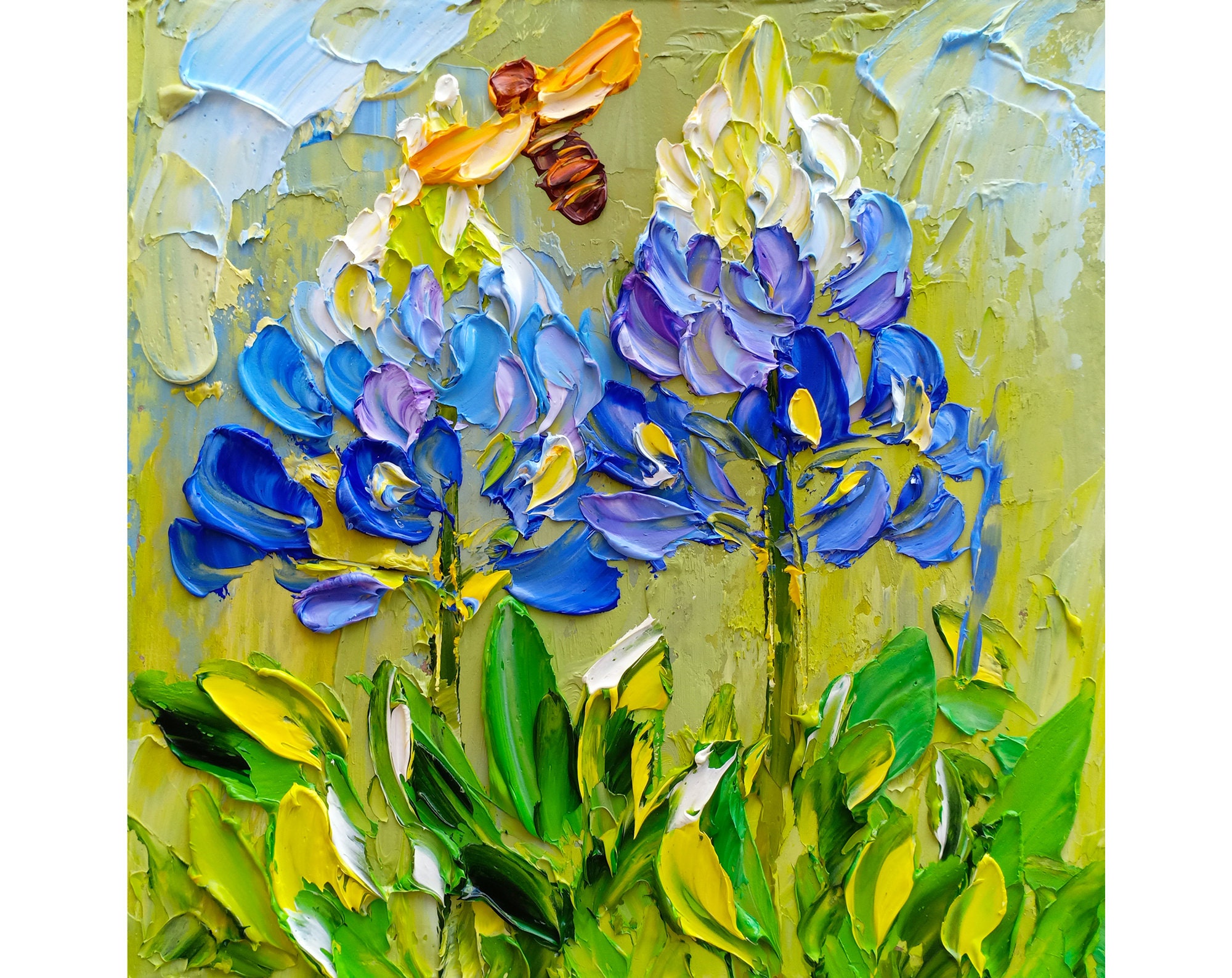 Texas Bluebonnet Painting: Original Impasto Oil Floral Art - Etsy