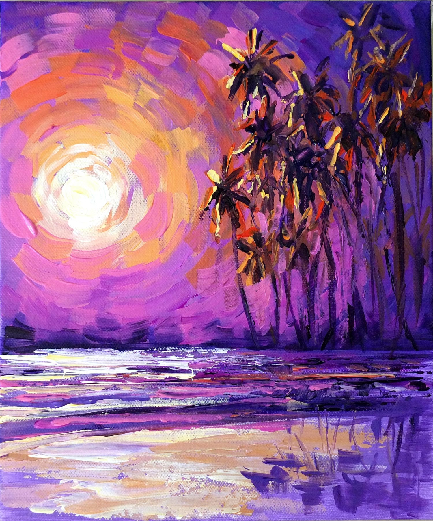 Miami Beach Florida Canvas Art Original Painting Tropical Etsy