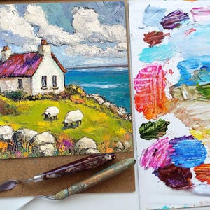 Irish Cottage Painting Original Art Impasto Oil Artwork Ireland ...