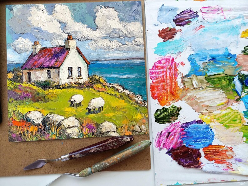 Irish Cottage Painting Original Art Impasto Oil Artwork Ireland ...