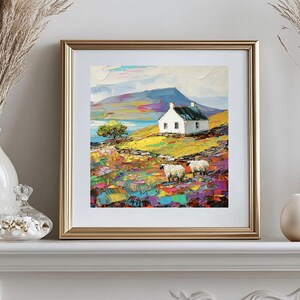 Irish Cottage Painting Impasto Original Art Oil Landscape Sheep Artwork ...