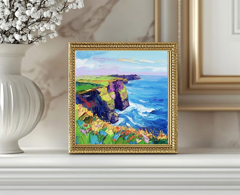 Cliffs of Moher Painting Ireland Original Art Abstract Seascape Impasto ...