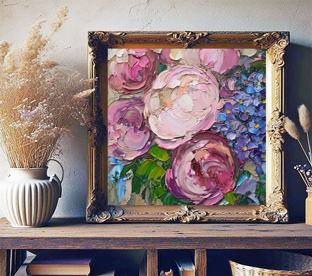 Pink Peonies Painting Impasto Original Art Oil Small Floral Artwork - Etsy