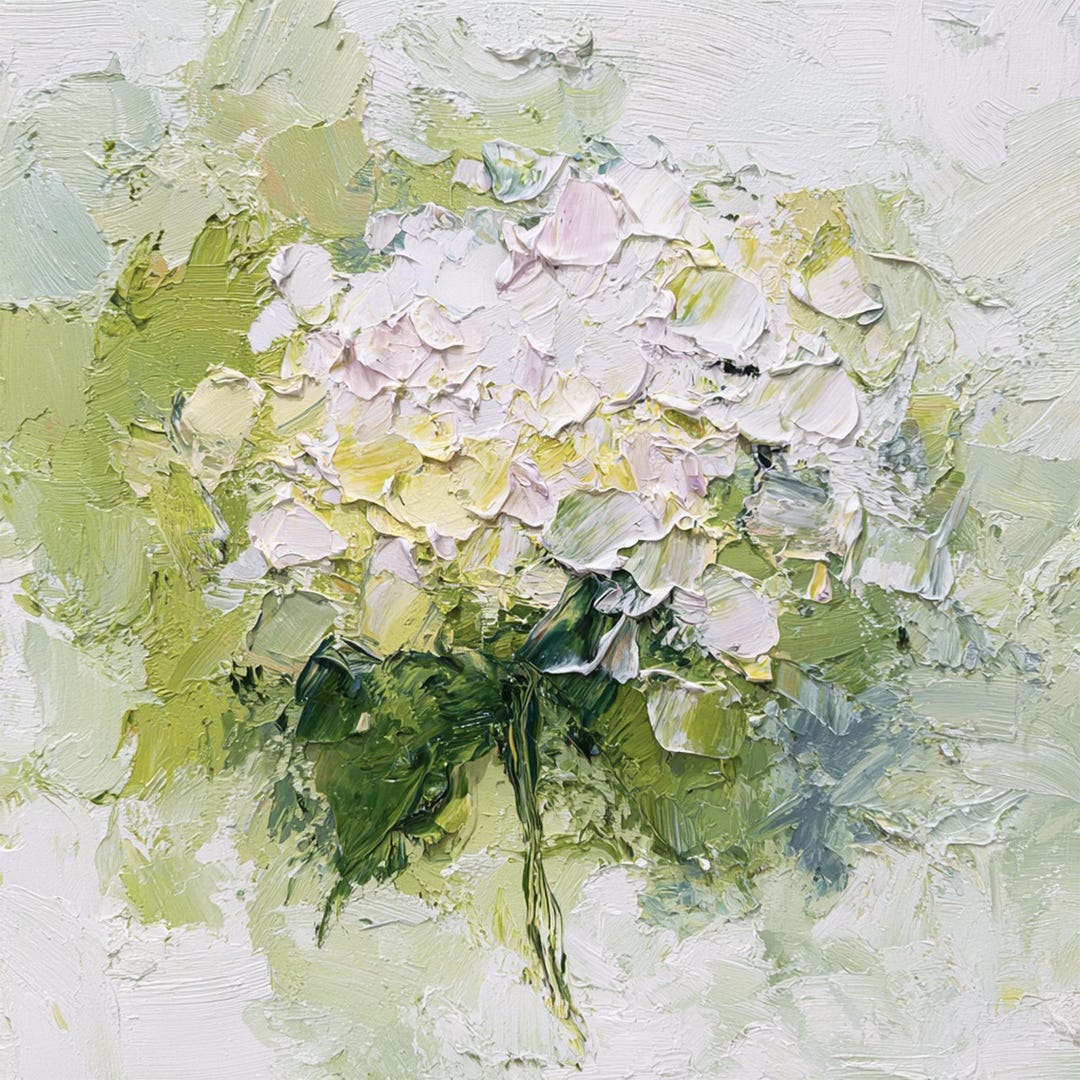 Hydrangea Painting Impasto Original Art Floral Oil Artwork - Etsy