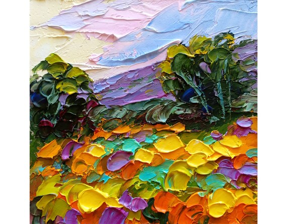 Oil California Poppy Painting Landscape Original Art Impressionist ...