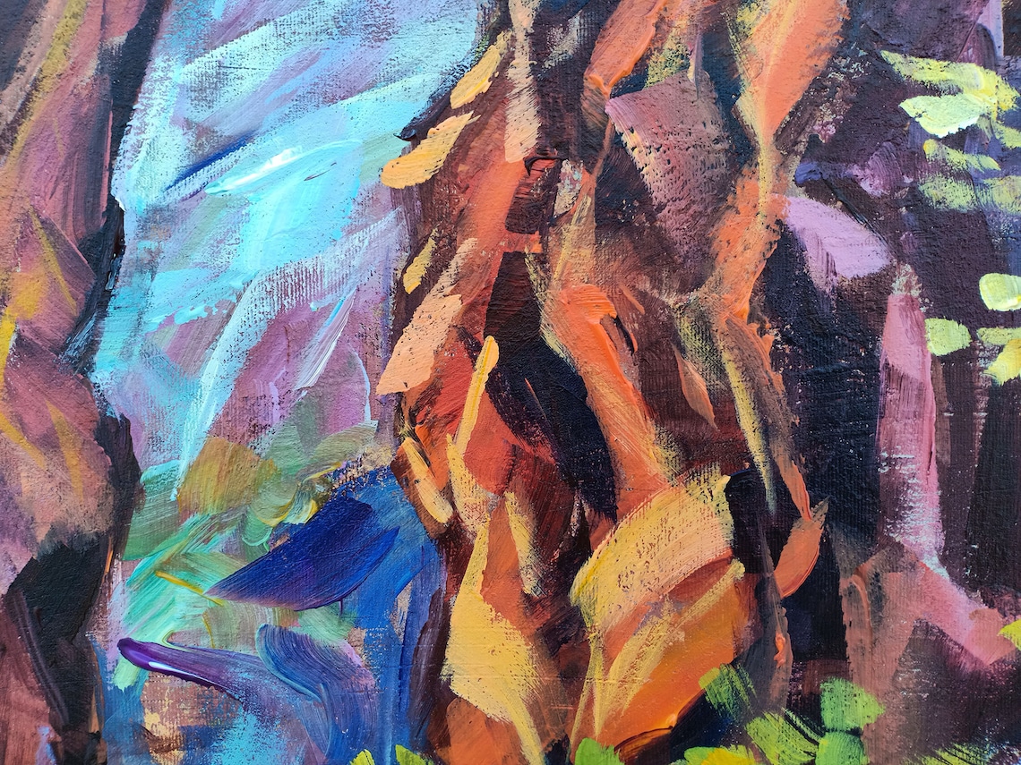 Zion National Park Oil Painting Canyon Original Art Utah Etsy