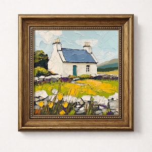 Ireland Painting White Cottage Original Art Irish Landscape Impasto Oil ...