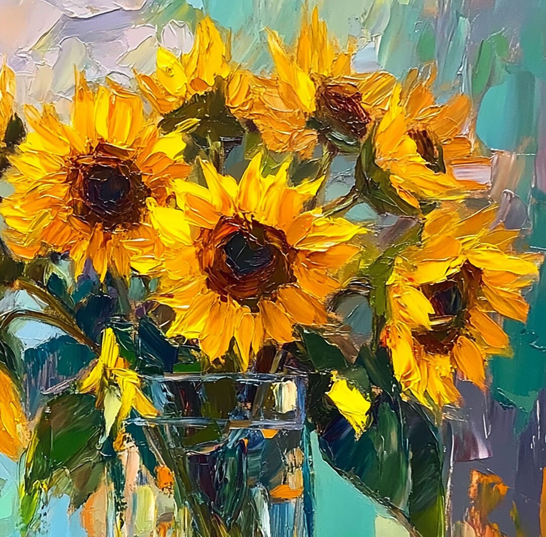 Sunflower Oil Painting Original Art Impasto Floral Artwork - Etsy