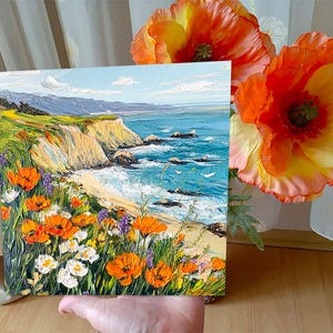 California Poppy Painting Original Art Seascape Oil Painting Impasto ...