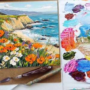 California Poppy Painting Original Art Seascape Oil Painting Impasto ...