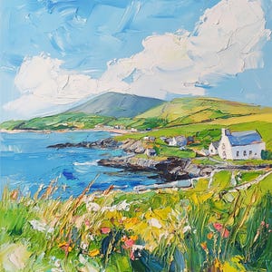 Dingle Ireland Painting Irish Original Art Abstract Landscape Impasto Oil Painting Small Whispers of Irish Seascape