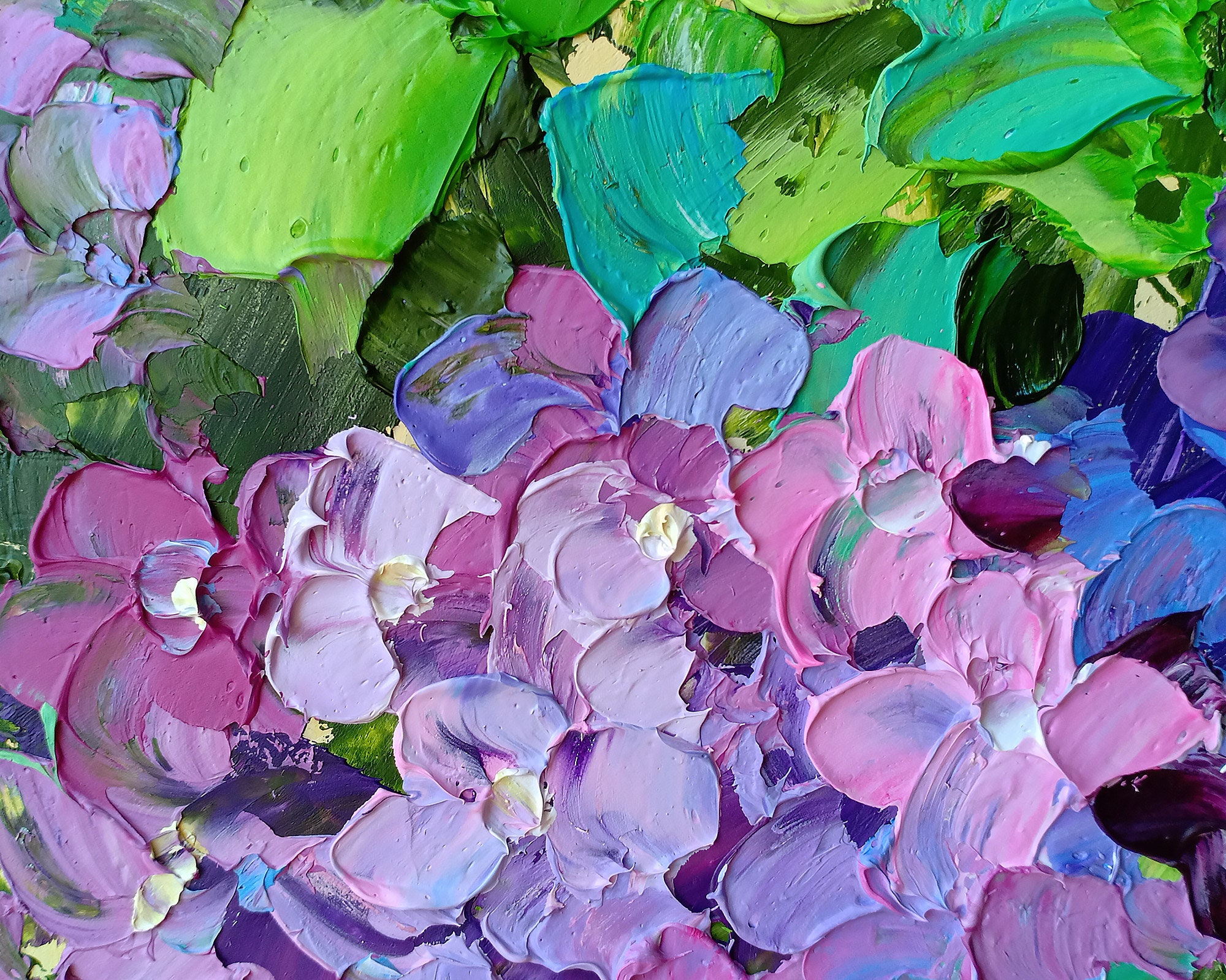 Hydrangea Impasto Oil Painting: Original Abstract Floral Art - Etsy