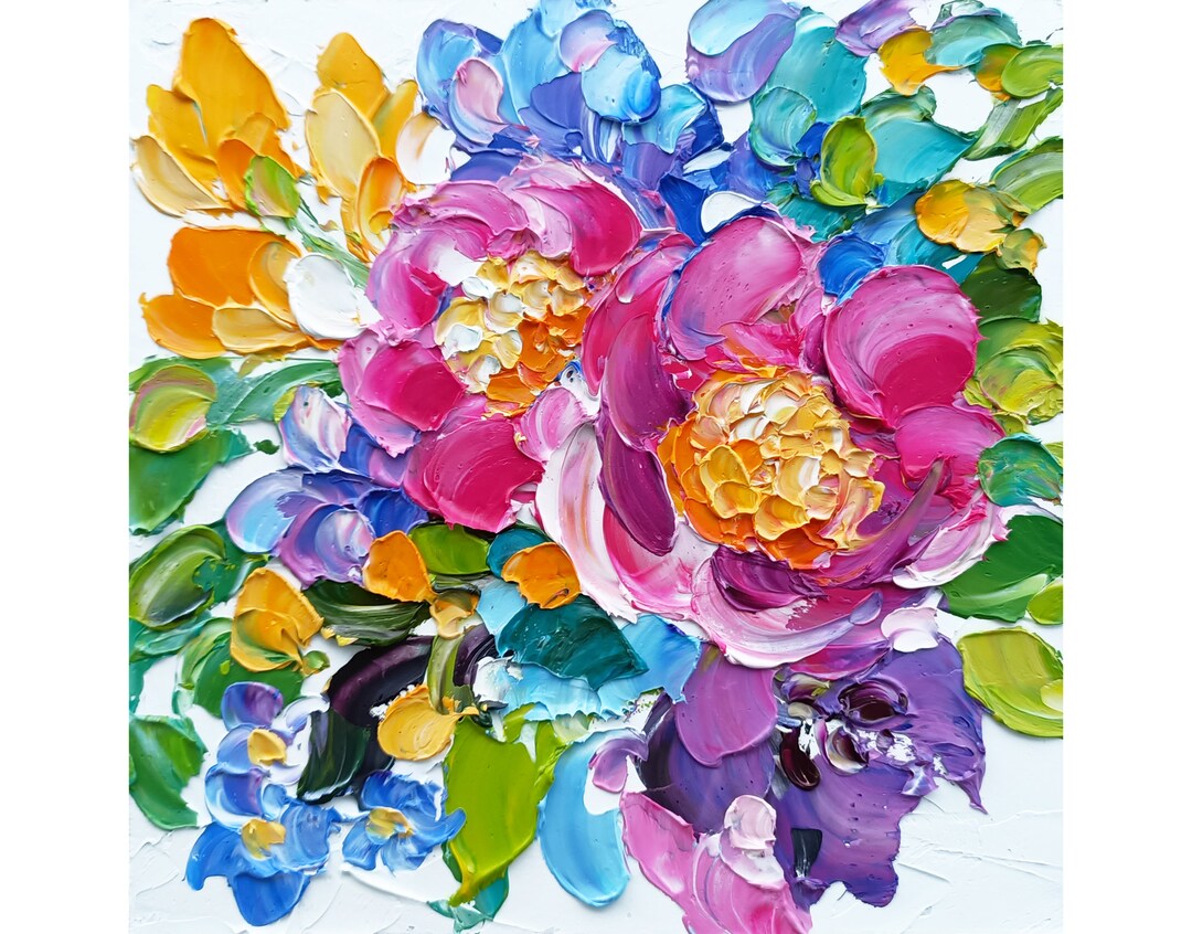 Peony Painting Impasto Original Art Small Oil Floral Artwork - Etsy