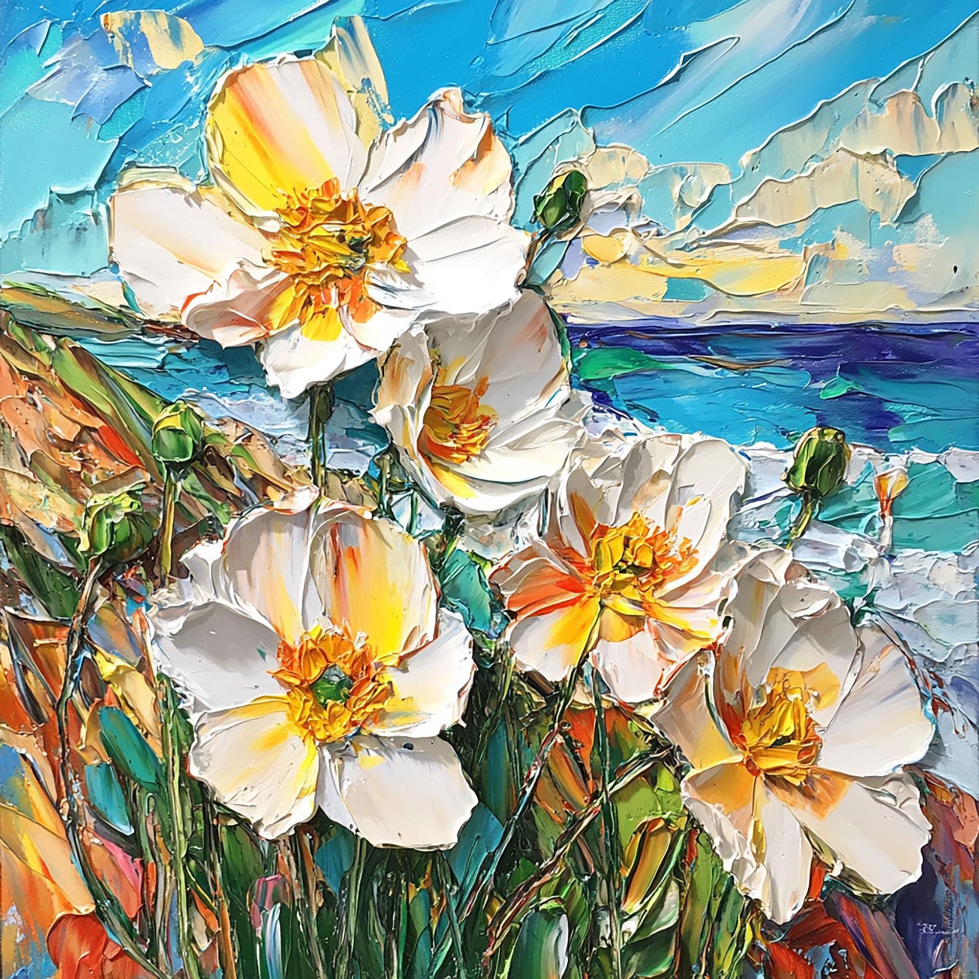 California Daisy Painting Big Sur Original Art Seacoast Oil