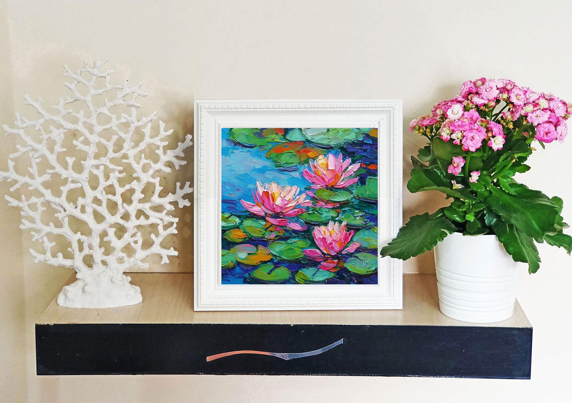 Water Lilies Painting: Original Impasto Oil Small Art - Etsy