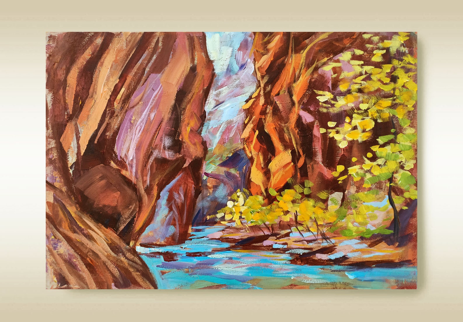 Zion National Park Oil Painting Canyon Original Art Utah Etsy