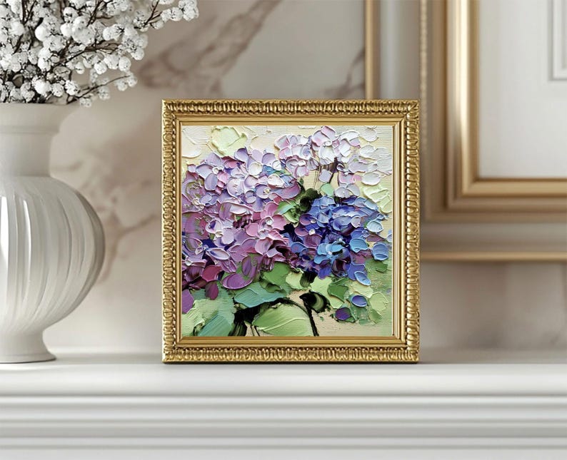 Hydrangea Impasto Oil Painting: Original Abstract Floral Art - Etsy