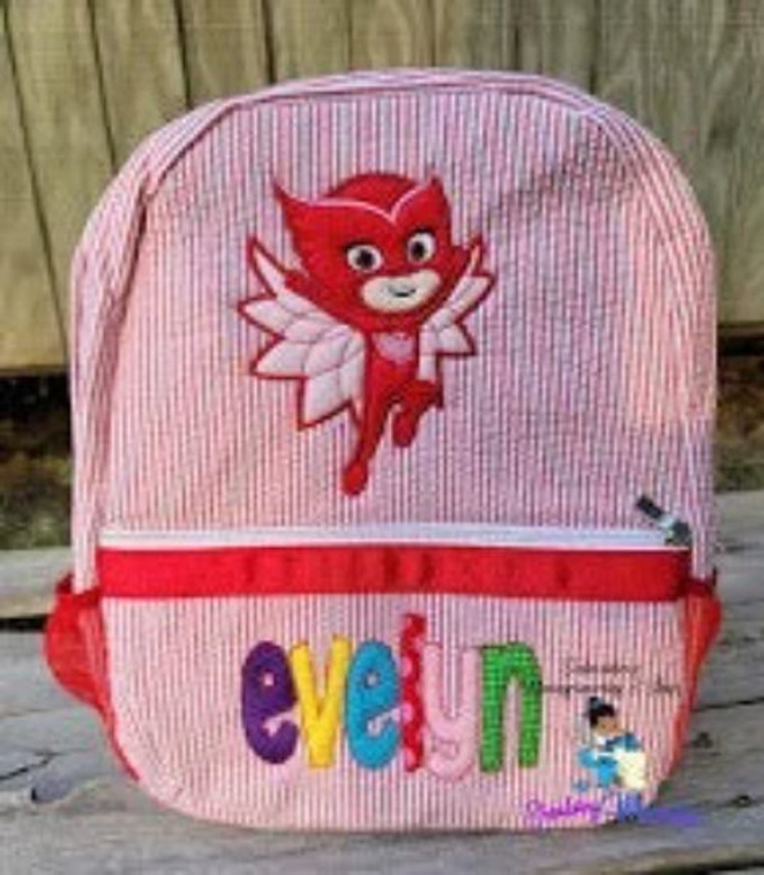 Pj Mask Pink Owl Book Bookbag Owlette Birthday Seersucker Etsy