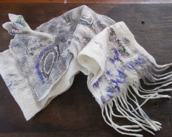 Felt scarf, Wool scarf, Handmade scarf, Woman gift,