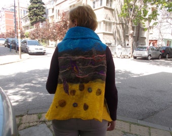 Felted Reversible Seamless Vest FOUR IN ONE, wet felted, woman clothing, wearable art, Designer clothing